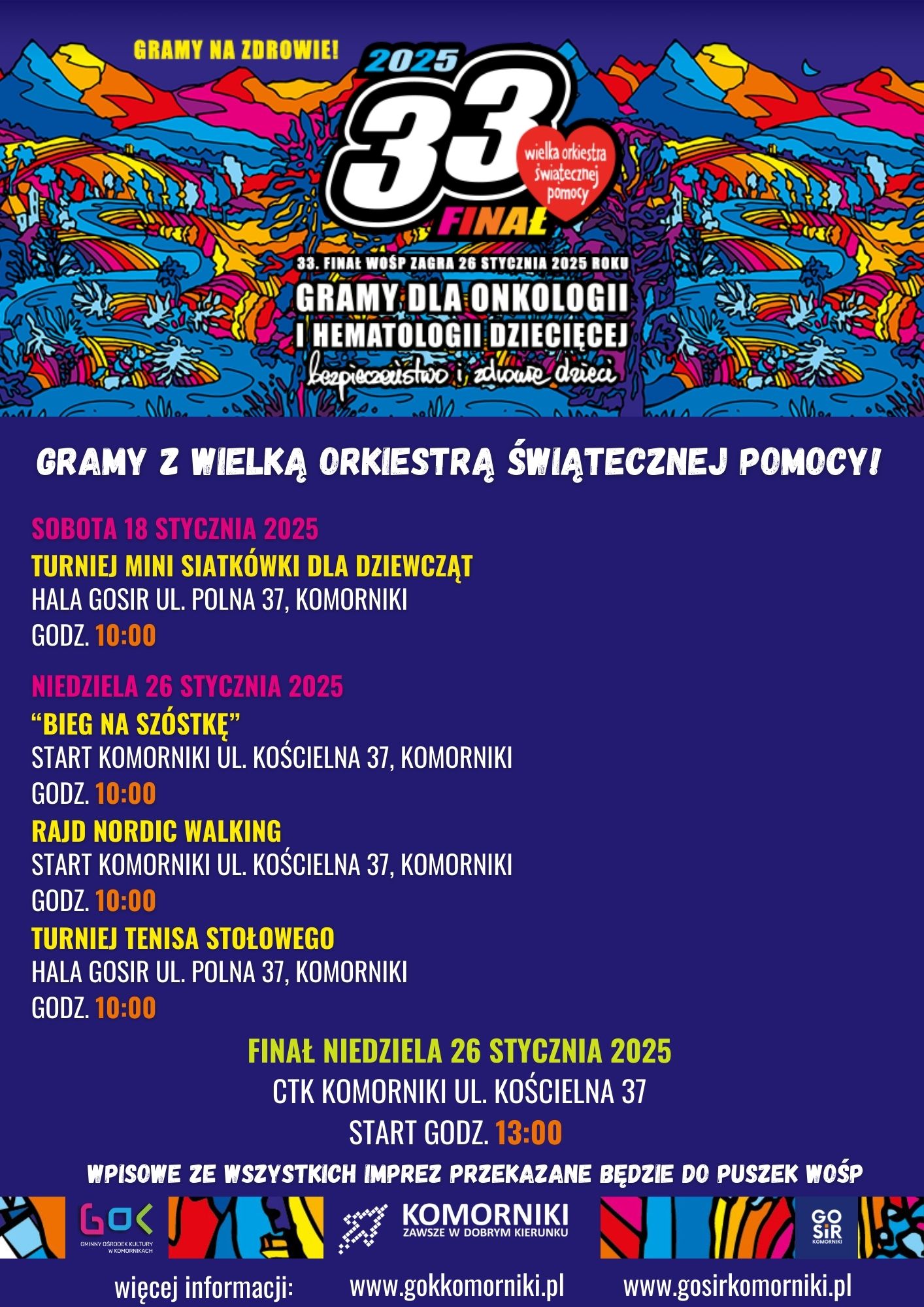 Plakat promujący wydarzenia 33.finału WOŚP