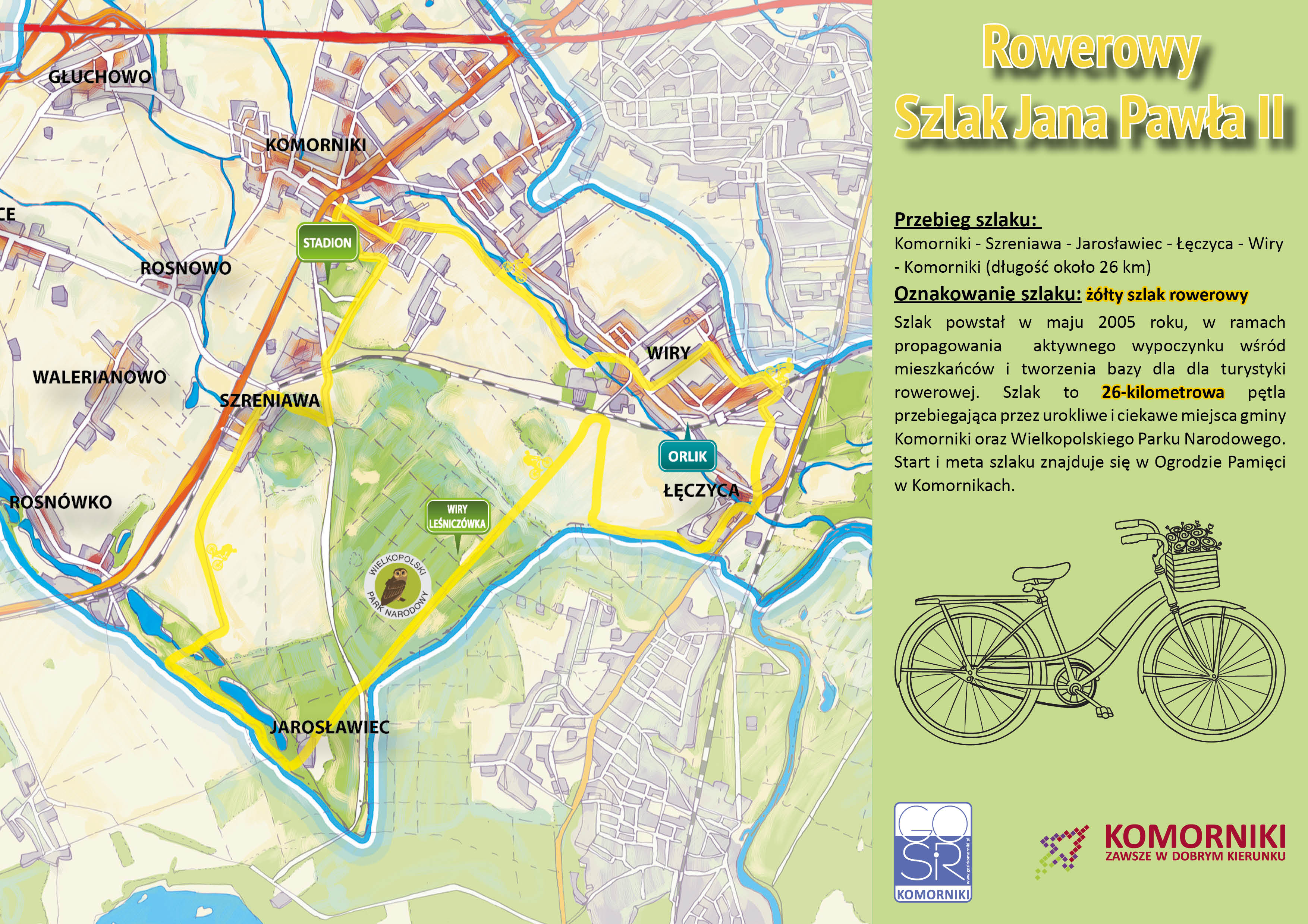 Mapa i opis Rowerowego Szlaku Jana Pawła II