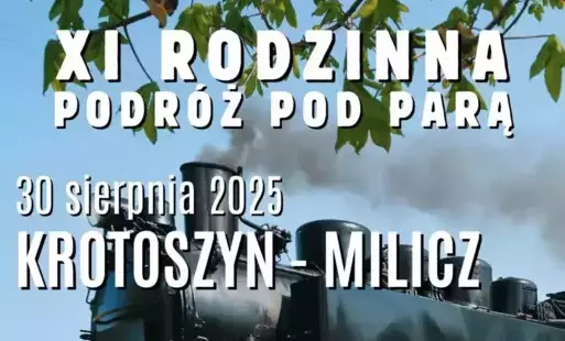 plakat podróż po para z obrazem parowozu